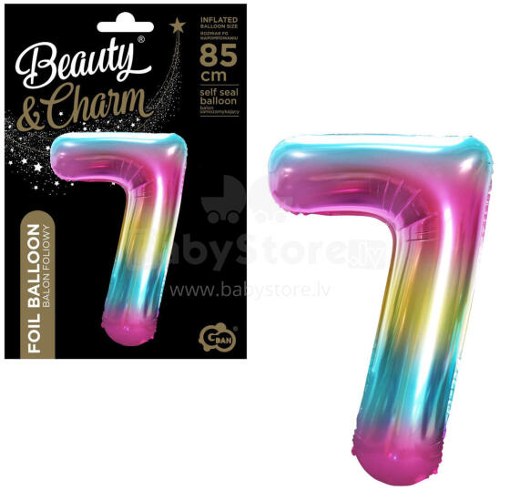BALON FOLIOWY CYFRA 7 TĘCZOWA