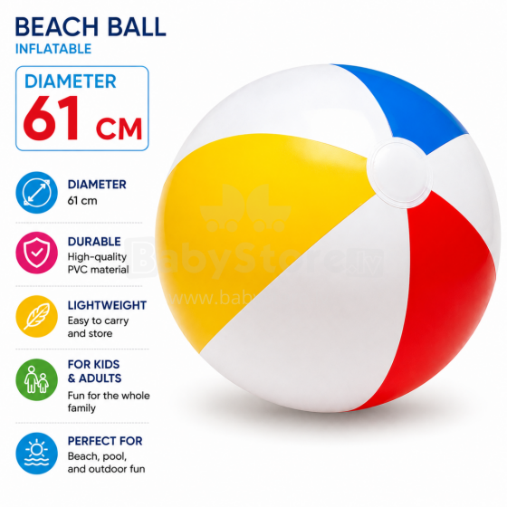 I-Toys Beach Ball Art.176810 Bright inflatable beach ball 61 cm