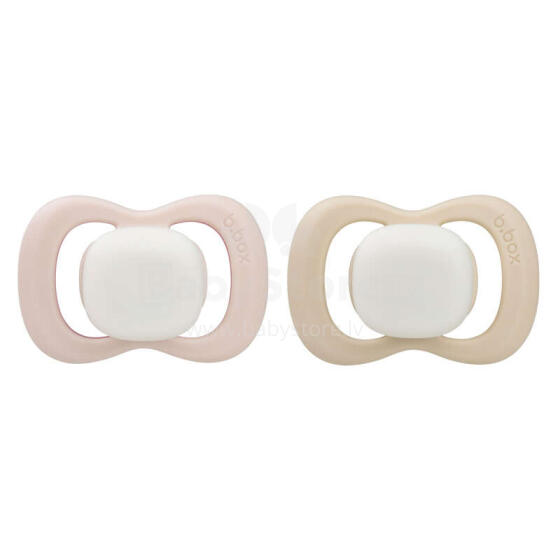 b.box pacifier for newborns and infants twin pack Glow in the dark – symmetrical silicone pacifier 0-6 months, Blush/Latte