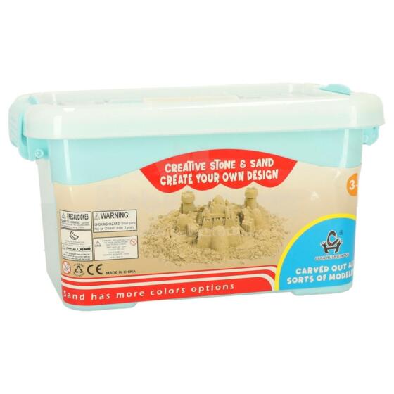 Ikonka Art.KX9510_3 Kinētiskās smiltis spainītī 1kg veidnes bēšs