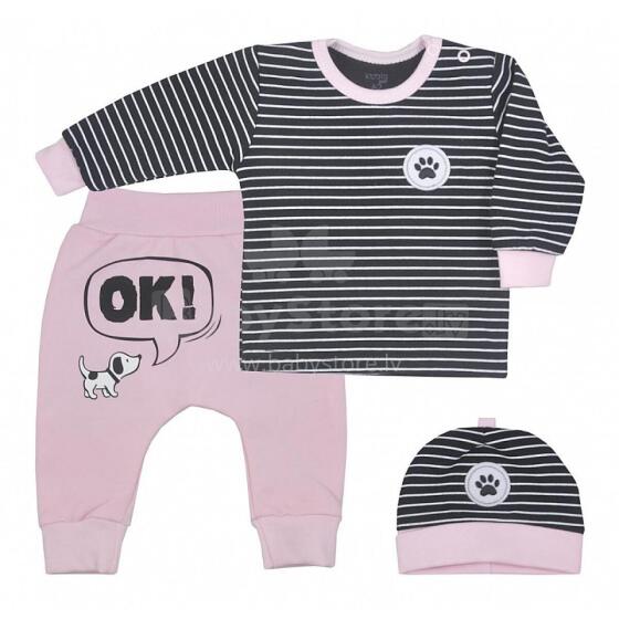 Koala PIESEK Art.08-265 PINK Комплект штанишки+кофточка+шапочка