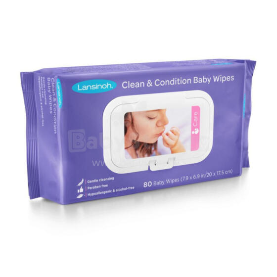 Lansinoh Clean and Condition Baby Wipes Art.184865  Mitrās Salvetes , 80 gab.