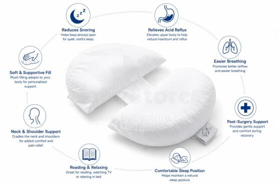 Basic CS Lline Care & Support С-Shape Pillow Surgery Art.184919 White Ergonomic pillow designed for comfortable side sleeping after surgery 90x40 cm