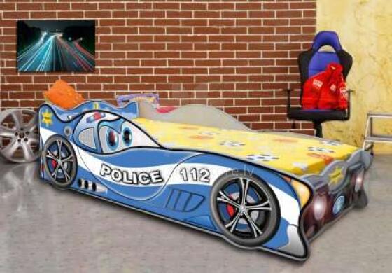 Plastiko ZigZak Police Art.19067 Ergonomiska bērnu gulta - Mašīna ar matraci 160x80 cm