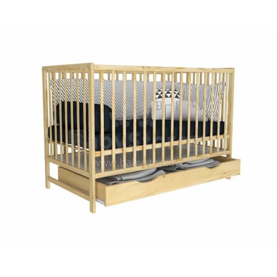 Bocian Kids Magda Art.190855 Natural Детская деревянная кроватка с выдвижным ящиком 120x60см