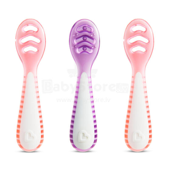 MUNCHKIN Gentle Dip First Spoon, 3pk, Pink- Purple 4m+, 91510P