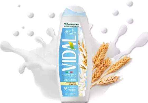 Vidal Milk&Cream Wash Gel Art.19819 гель для душа с рисовым молоком и овсом.  500мл