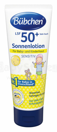 Bubchen Sensitive Lotion Art.TW15 Солнцезащитный лосьон для младенцев с чувствительной кожей SPF 50+ 100мл. Водостойкий.