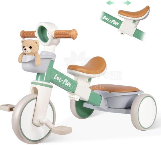 LOL-FUN  Balance Bike Tricycle Art.202896 līdzsvara velosipēds - transformers pašiem mazākajiem 2-in-1, no 1 līdz 3 gadiem, zaļš