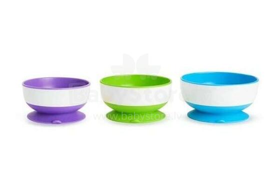Munchkin Art.011075 Stay Put Suction Bowls набор детских тарелок на присосках 3шт.