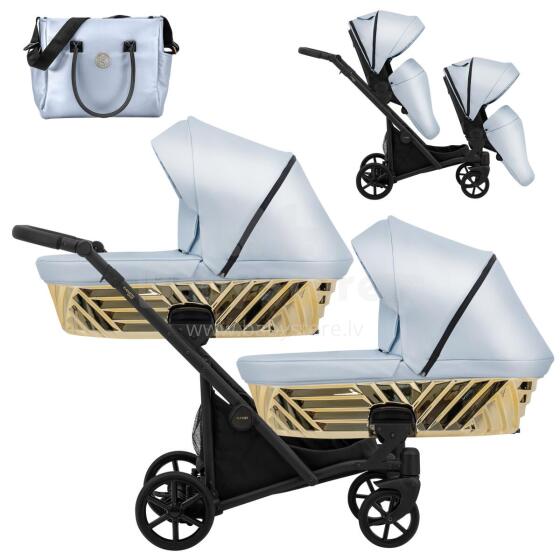 Kunert Ivento Duo Glam Art.ID-21 Eco Baby Blue Metalic Универсальная коляска 2 в 1 для двойняшек