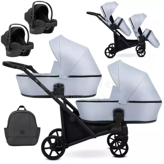 Kunert Brav Duo Art.BD-14 Baby Blue Eco  Universālie dvīņu rati 3 in 1