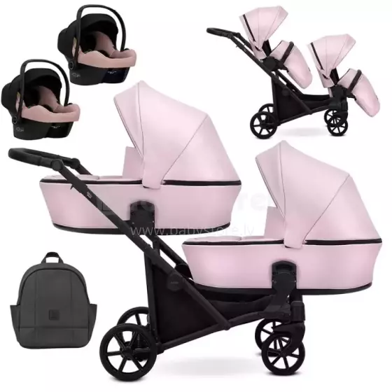 Kunert Brav Duo Art.BD-15 Baby Pink Eco  Универсальная коляска для двойни 3 in 1