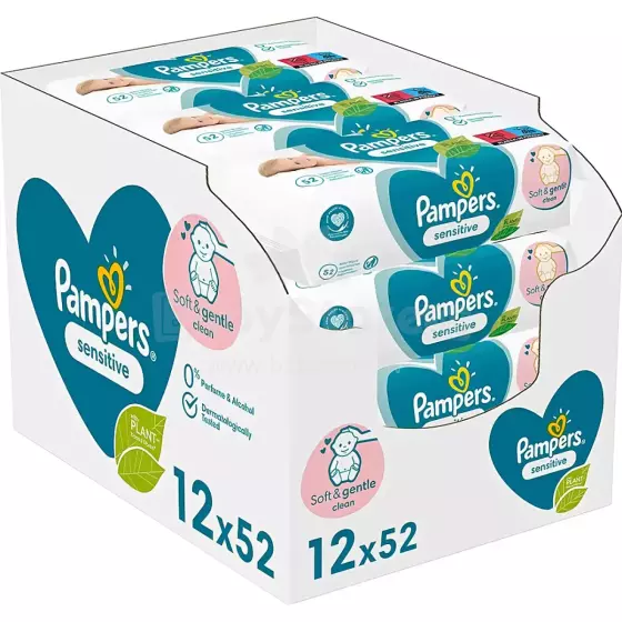 Pampers Sensitive  Giga Pack Art.59009 mitrās salvetes,12x52 gab