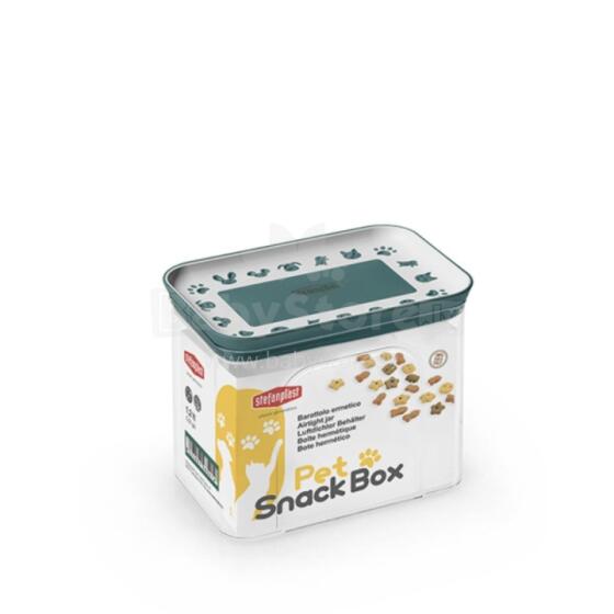 Rectangular hermetic container for pet food storage 1.2L 10x15.5x12cm white/green