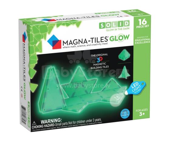 MAGNA-TILES Magnetic building tiles Glow, 16 pcs
