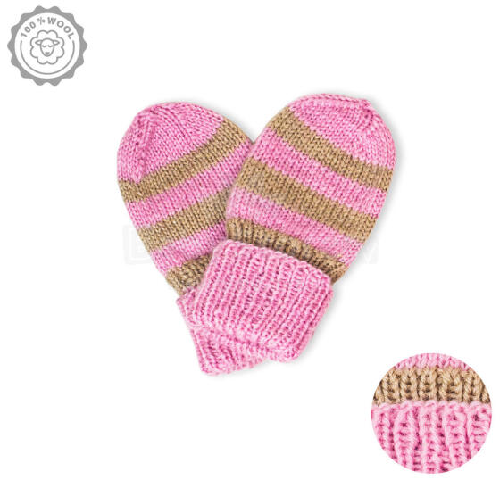 La Bebe™ Lambswool Natural Eco Baby Gloves Art.213945 Pink Dabīgas vilnas adītas bērnu dūrainīši