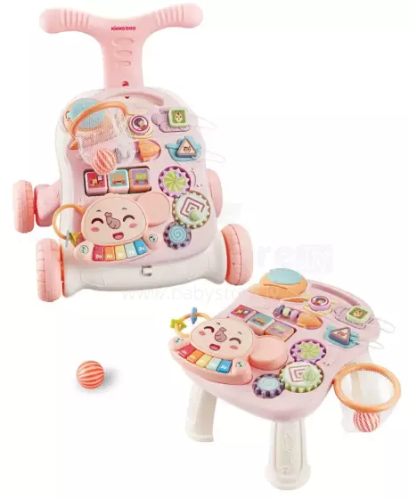 Kikkaboo Walker 3 in 1 Play Grow Art.214584 Pink Stumjamais staigulis-rotaļlieta