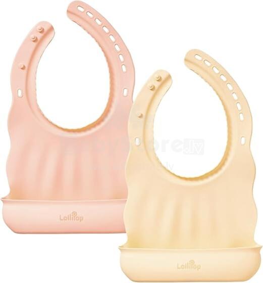 Lollipop Silicone Bib Art.CABU-BIB01ZZPY01 Buttermilk/Misty Rose Детский силиконовый слюнявчик,2 шт