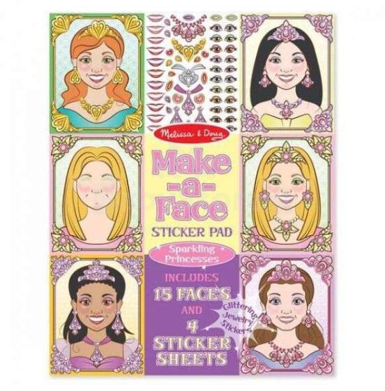 Melissa&Doug Face Princess Art.19433 līmējamo uzlīmju komplekts