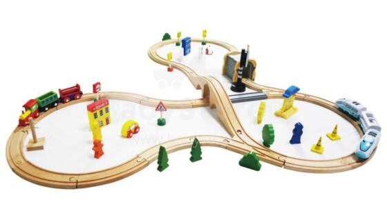 Ecotoys puidust rongikomplekt, 69 osa