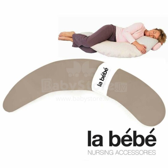 La Bebe™ Pregnancy PIllow Art.22072 Beige Satin Подушка-подковка для беременных с наполнителем из полистерола [2 хлопковых чехла] 185см
