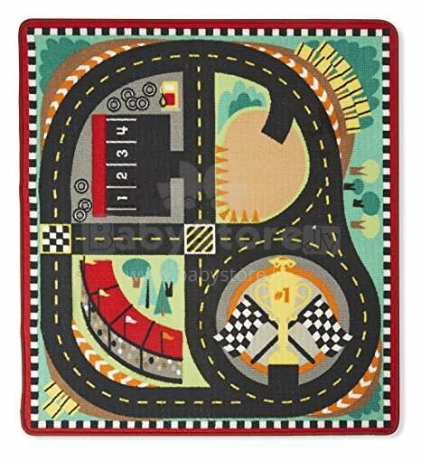 „Melissa & Doug Race Track Rug“ kilimėlis „Art.19401“. Vaikiškas kilimėlis žaidimams su automobiliais 100x120cm