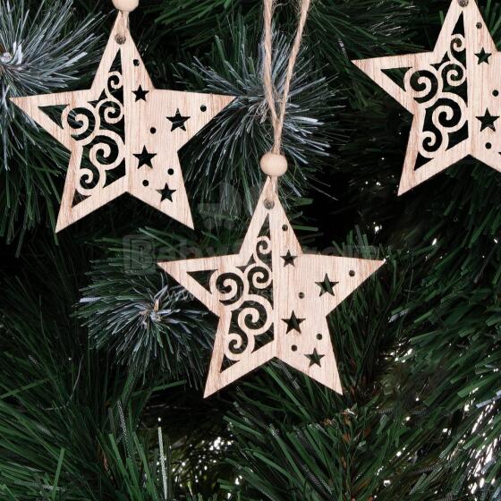CA0665 WOODEN DECORATION 6 PCS. (STAR)