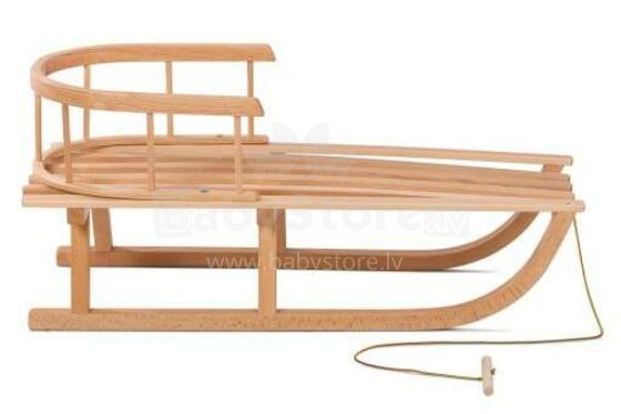 Bebe Basic Wood Sledge Art.SAN001 Детские деревянные санки со спинкой, особо выносливые (без ручки) 90см