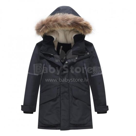 Sky Kids Winter Coat Art.9443 Black Silta ziemas termo jaka ar naturālu kažokādu