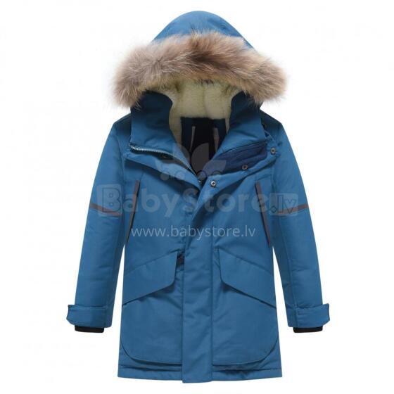 Sky Kids Winter Coat Art.9443 Blue Тёплая зимняя термо куртка с натуральным мехом