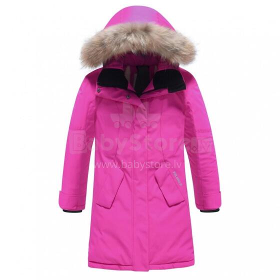 Sky Kids Winter Coat Art.9444 Pink Silta ziemas termo jaka/mētelis ar naturālu kažokādu