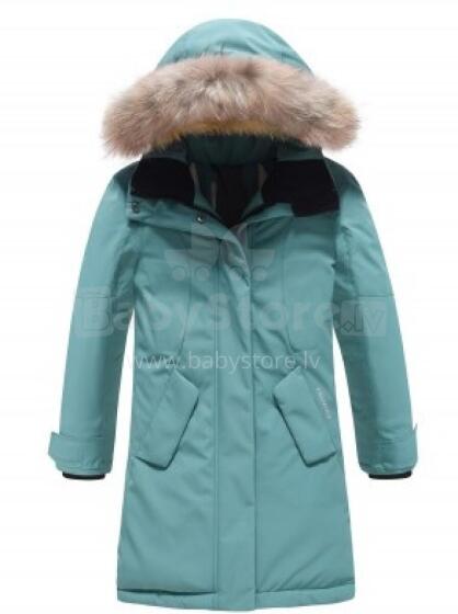 Sky Kids Winter Coat Art.9444 Green Silta ziemas termo jaka/mētelis ar naturālu kažokādu