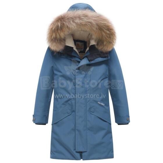 Sky Kids Winter Coat Art.9445 Turquoise Silta ziemas termo jaka/mētelis ar naturālu kažokādu