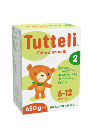 Tutteli 1 Art.222025 mākslīgais papildu ēdināšanas piena maisījums zīdaiņim, no 6 mēn.,650g