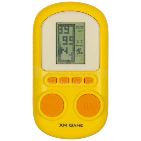 Ikonka Art.KX3362_1 Elektronisko arkādes spēļu pārnēsājamā konsole dzeltena (tetris)