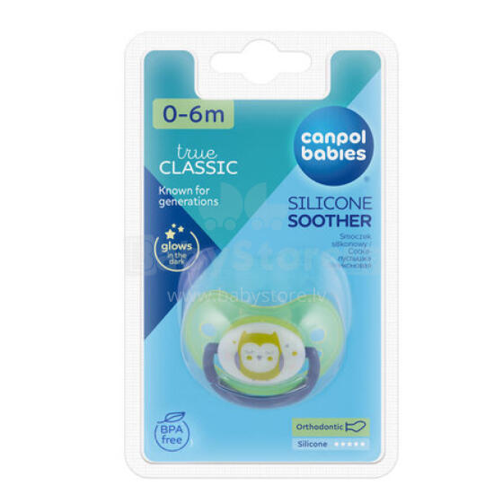 CANPOL BABIES soother silicone orthodontic Night Dreams, 0-6m, 22/500_blu