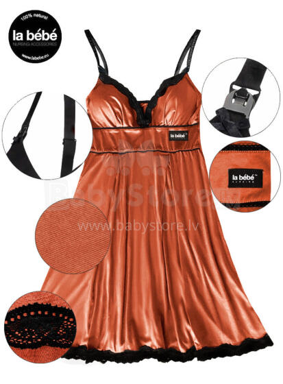 La Bebe™ Nursing Cotton Mia Art.222371 Sun Orange Ночнушка для беременных и кормящих (универсальный размер M/L)