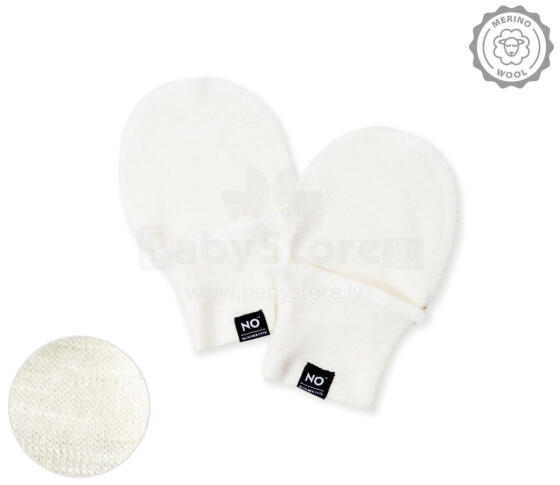 La Bebe™ NO Baby Mittens  Art.222640 White Детские рукaвички/антицарапки из мерино шерсти
