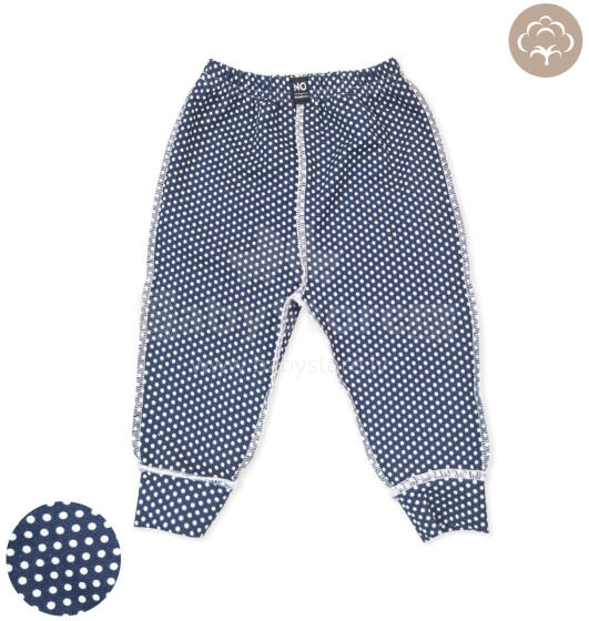 La Bebe™ NO Baby Pants  Art.222642 Navy Dots Zīdaiņu kokvilnas atvērtas bikses ar plato jostu