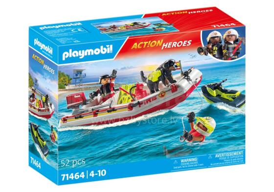 PLAYMOBIL ACTION HEROES Fireboat with Aqua Scooter 71464
