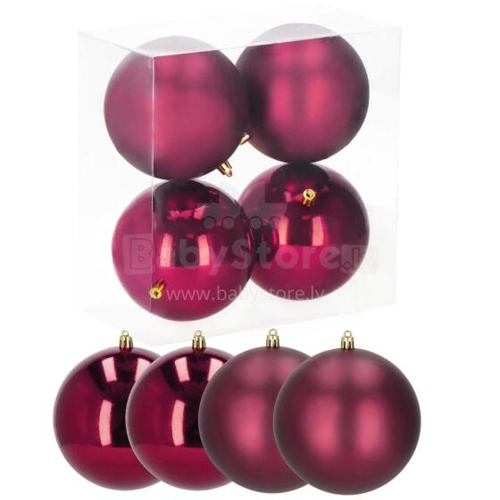 Christmas baubles Springos CA1185 4 pcs holiday decorations pendants 12 cm burgundy