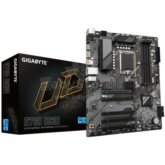 Материнская плата GIGABYTE Intel B760 Express LGA1700 Память ATX DDR5 Слотов памяти 4 4xPCI-Express 3.0 1x1xPCI-Express 4.0 16x 2xM.2 1xHDMI 1xDisplayPort 4xUSB 2.0 1xUSB 3.2 1xUSB-C 1xPS/2 1