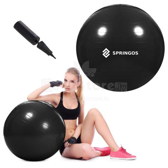 Фитнес мяч Springos FB0014 65 см с насосом черный
