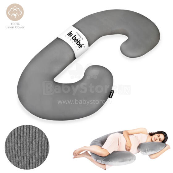 Maternity Pillow Memory Eco Sì -Duo Art.223701 Grey Daudzfunkcionāls spilvens/pakavs grūtniecēm (Si-Duo), ar memory foam (īpaši mīksts un kluss pildījums, kas pielagojas ķermenim), 155x80cm
