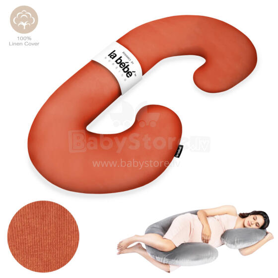 Maternity Pillow Memory Eco Sì -Duo Art.223702 Orange Daudzfunkcionāls spilvens/pakavs grūtniecēm (Si-Duo), ar memory foam (īpaši mīksts un kluss pildījums, kas pielagojas ķermenim), 155x80cm
