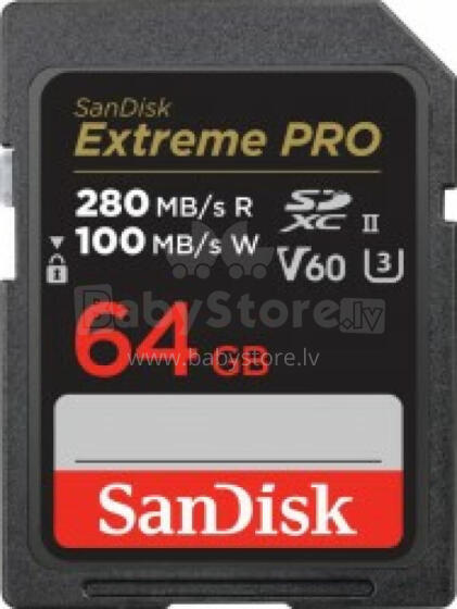 SanDisk SDXC 64 ГБ Extreme Pro 280/100 МБ/с V60 UHS-II