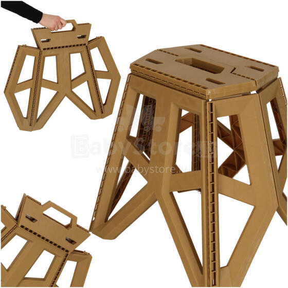 Ikonka Art.KX3294_1 Saliekamais taburete Tūristu krēsls Melns Pārnēsājams kempinga krēsls 39,5 cm haki krāsā