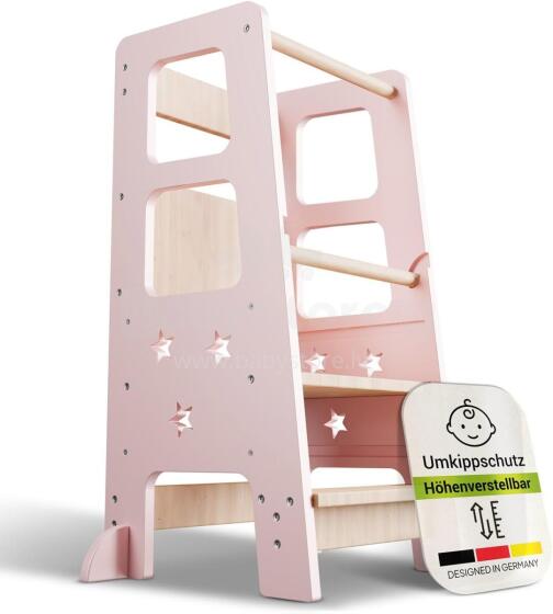 Wooden Learning Tower Art.224032 Pink koka bērnu kāpslītis/pakapiens [kāpslis]