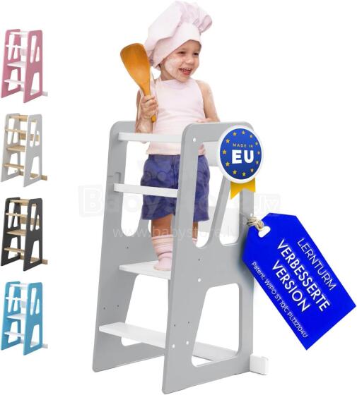 Wooden Learning Tower Art.224040 Grey koka bērnu kāpslītis/pakapiens [kāpslis]
